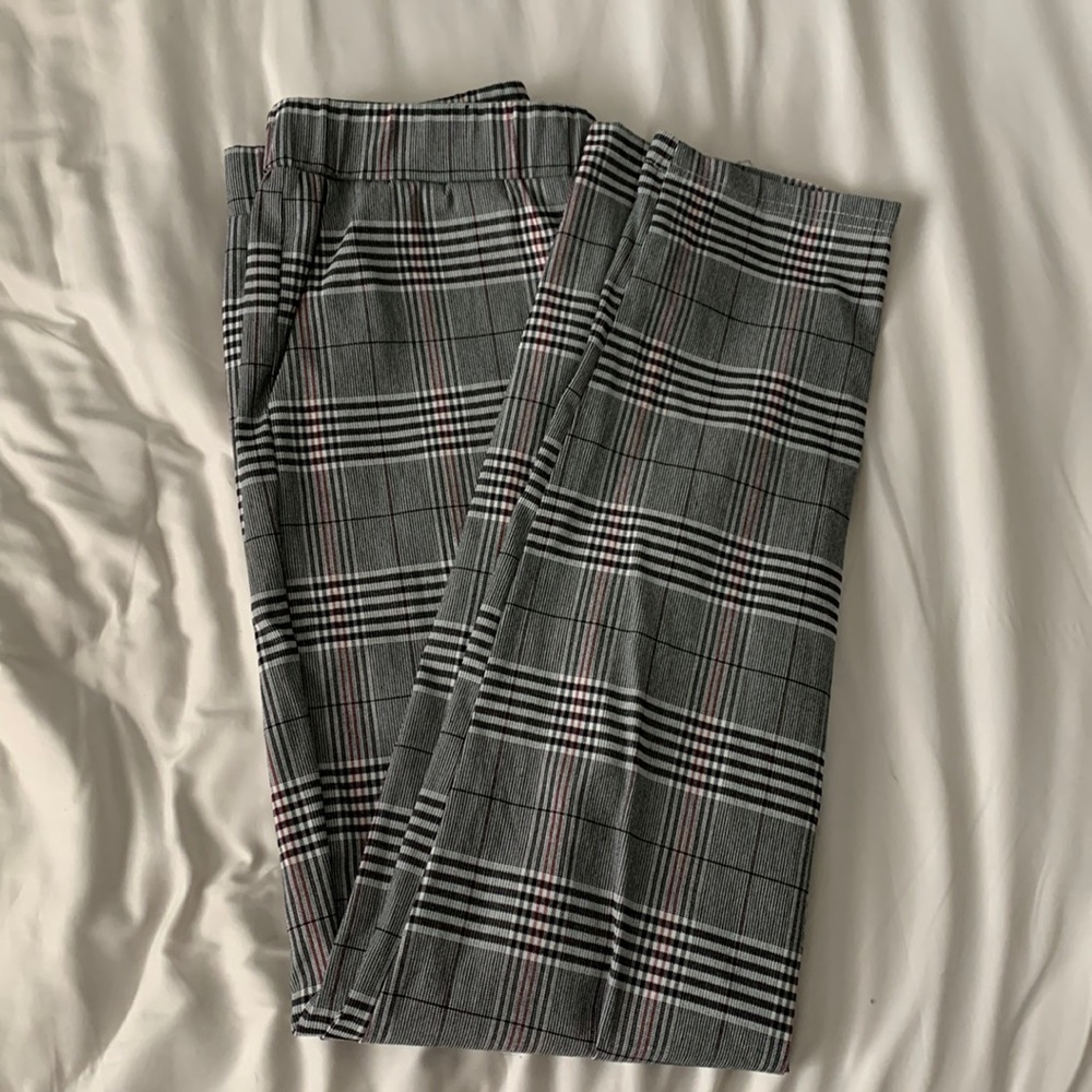 Plaid suit pants with pockets